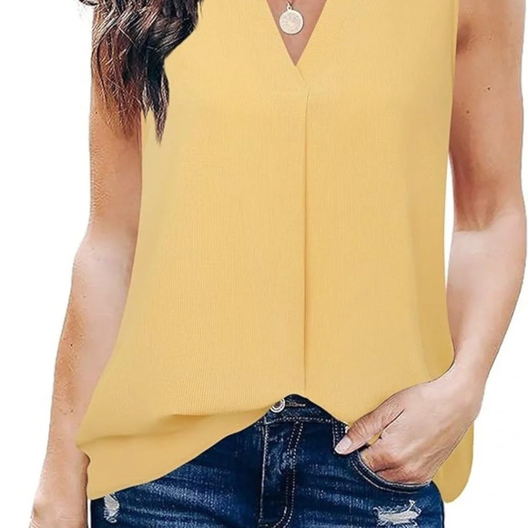 Timeson Women's Chiffon V Neck Sleeveless Blouse - Picture 6 of 7